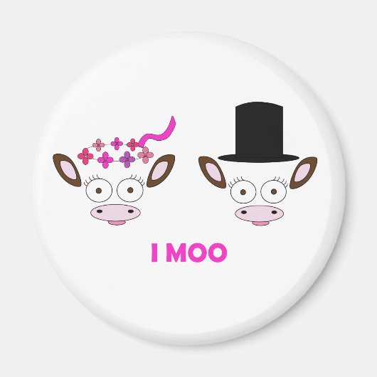 "I Moo" koe thema bruids Magneet (Voorkant)