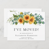 I Moved Sunflower Eucalyptus Moving Aankondigingskaart (Voorkant / Achterkant)