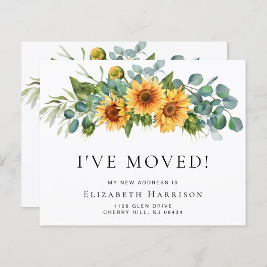 I Moved Sunflower Eucalyptus Moving Announge (Voorkant / Achterkant)