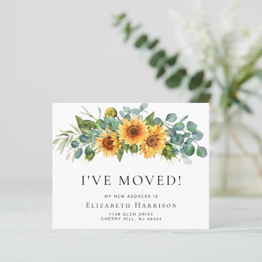 I Moved Sunflower Eucalyptus Moving Announge (Staand voorkant)