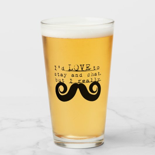 I Mustache Fun Humor Glas (Voorkant gevuld)