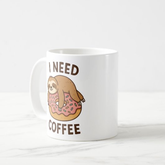 I Need a Coffee Cute Illustration Funny Coffee, Koffiemok (Voorkant links)