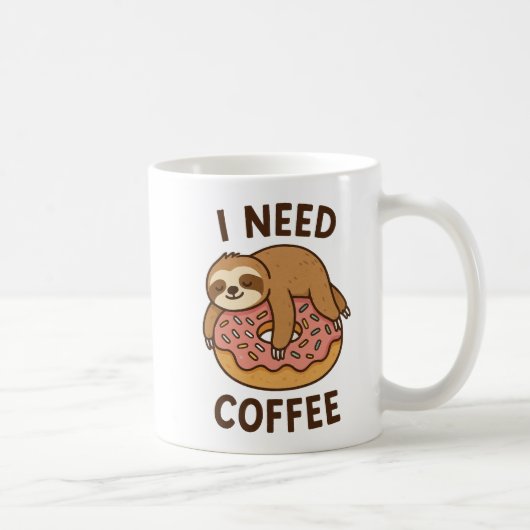 I Need a Coffee Cute Illustration Funny Coffee, Koffiemok (Rechts)