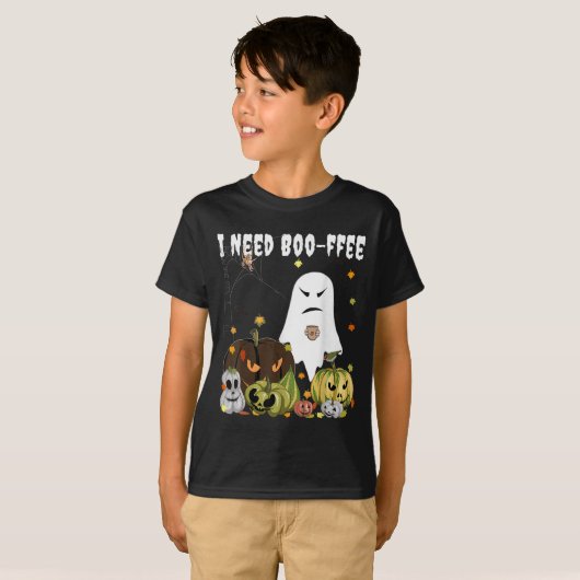I Need Boo-ffee Ghost Jack-o-lantern Coffee Lover T-shirt (Voorkant volledig)