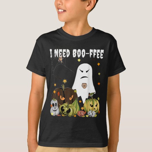 I Need Boo-ffee Ghost Jack-o-lantern Coffee Lover T-shirt (Voorkant)