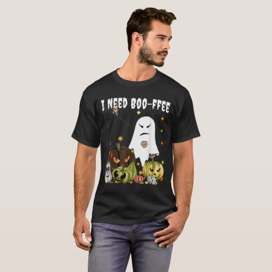 I Need Boo-ffee Ghost Jack-o-lantern Coffee Lover  T-shirt (Voorkant volledig)