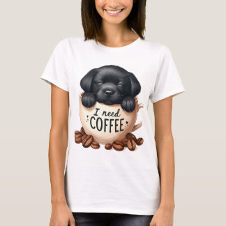 I NEED COFFEE AND A BLACK LABRADOR RETRIEVER DOG T-SHIRT