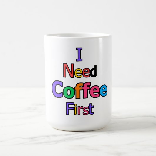 I Need Coffee First Funny Caffeine Lover Quote Des Koffiemok (Center)