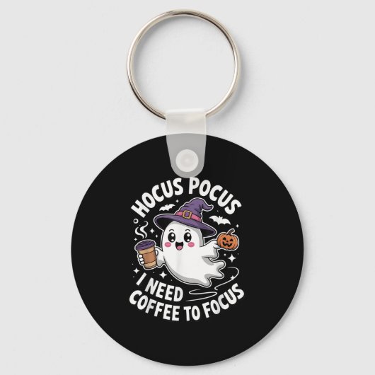 I Need Coffee To Focus Halloween Sleutelhanger (Voorkant)