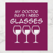 I need glasses wijn etiket (Enkel label)