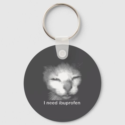 I Need Ibuprofen Cat Meme Funny Silly Cat Ironic W Sleutelhanger (Voorkant)