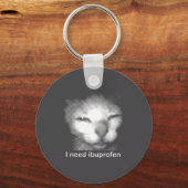 I Need Ibuprofen Cat Meme Funny Silly Cat Ironic W Sleutelhanger (Voorkant)