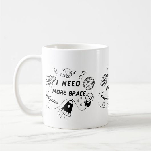 I Need More Space – Funny Space Quote Coffee Mug Koffiemok (Links)
