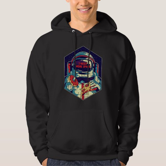 I Need More Space To Eat My Food Space Astronaut Hoodie (Voorkant)