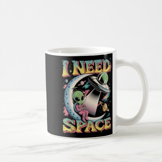 I Need Space Astronomy Alien Retro  Koffiemok (Rechts)