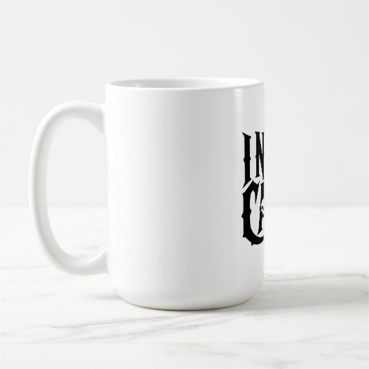 "I NEVER CARED" Gothic Skull Mug - Edgy Typography Koffiemok (Links)
