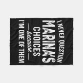 I Never Question Marina’s Choices - Marina D Name  Fleece Deken (Voorkant (Horizontaal))