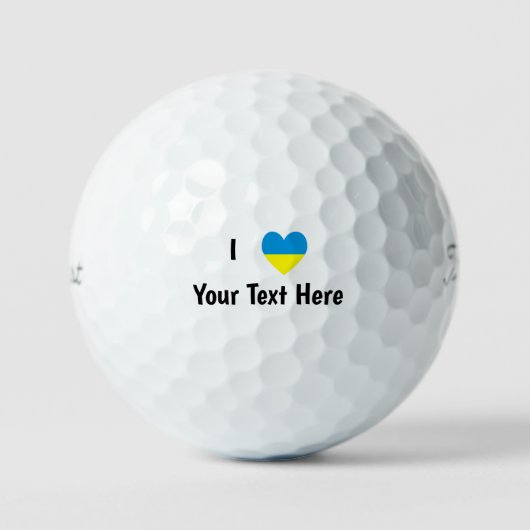 I (Oekraïense vlag hart) Uw gepersonaliseerde teks Golfballen (Voorkant)