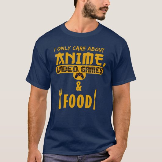 i only care about anime video games and food vinta t-shirt (Voorkant)