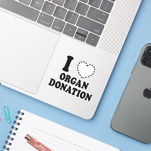 I {ONTBREKEND HART} ORGAANDONATIE STICKER (Laptop met iPhone)