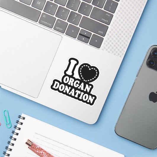 I {ONTBREKEND HART} ORGAANDONATIE STICKER (Laptop met iPhone)