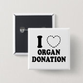 I {ONTBREKEND HART} ORGAANDONATIE VIERKANTE BUTTON 5,1 CM (Voorkant /achterkant)