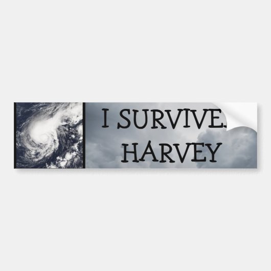 I OVERVIVED HARVEY HURRICANE BUMPERSTICKER (Voorkant)