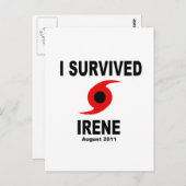 I OVERVIVED IRENE, augustus 2011 Briefkaart (Voorkant / Achterkant)