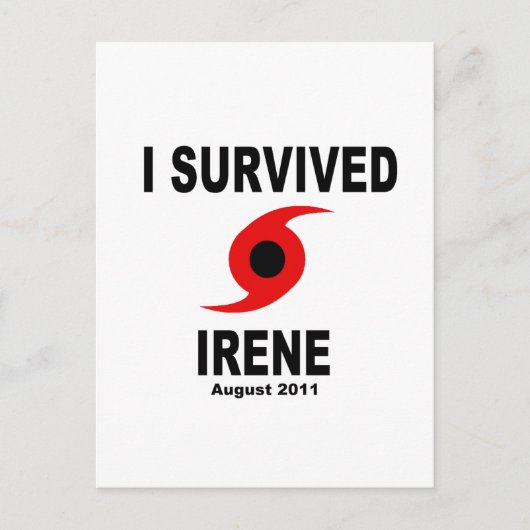 I OVERVIVED IRENE, augustus 2011 Briefkaart (Voorkant)