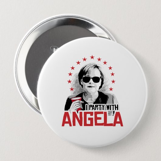 I Party with Angela - -  Ronde Button 4,0 Cm (Voorkant /achterkant)