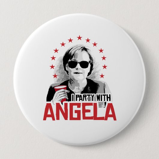 I Party with Angela - -  Ronde Button 4,0 Cm (Voorkant)
