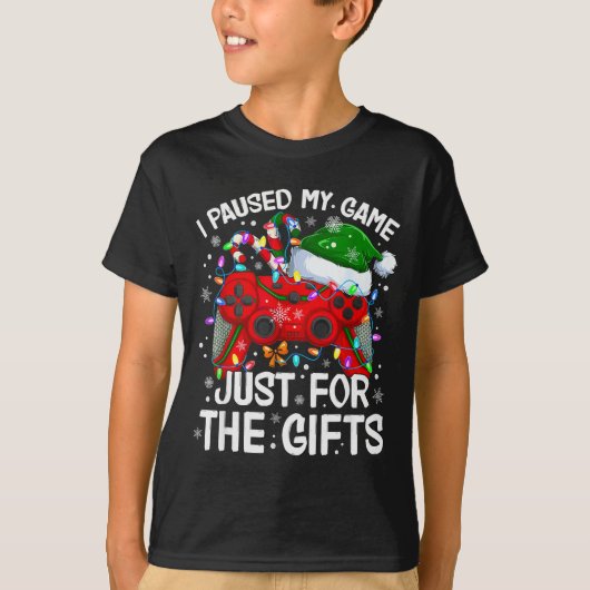 I Paused My Game For Christmas Santa Gamer Xmas Vi T-shirt (Voorkant)