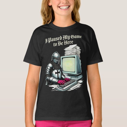 I Paused My Game To Be Here Funny Retro T-shirt (Voorkant)