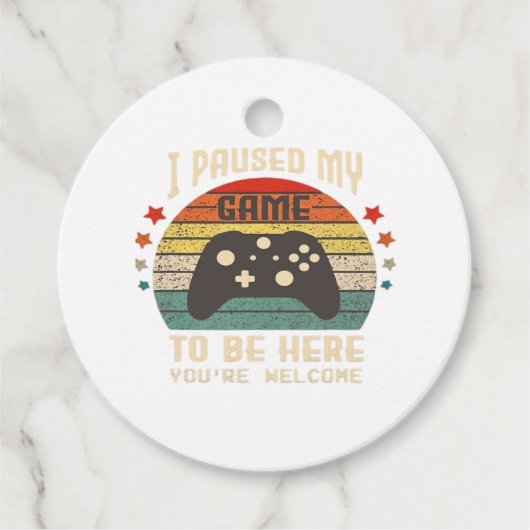 I Paused My Game to Be Here Gamer Gaming Retro Vin Bedankjes Labels (Voorkant)