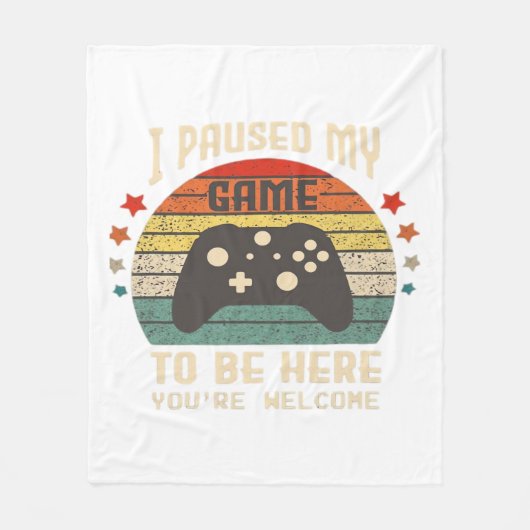 I Paused My Game to Be Here Gamer Gaming Retro Vin Fleece Deken (Voorkant)