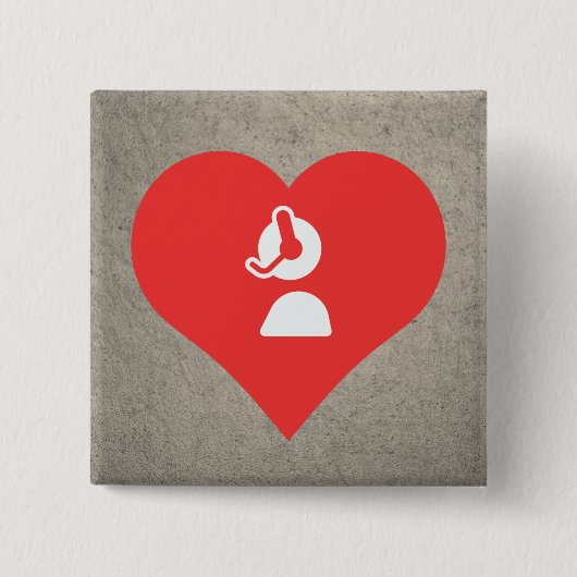 I Pictogram Customer Support hart Vierkante Button 5,1 Cm (Voorkant)