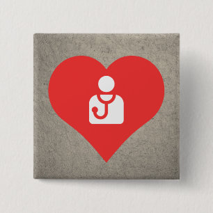 I Pictogram voor hartdoctoren Vierkante Button 5,1 Cm