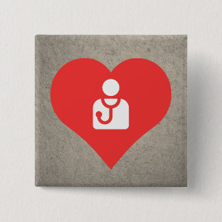I Pictogram voor hartdoctoren Vierkante Button 5,1 Cm