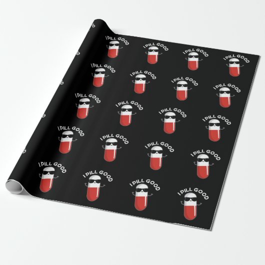 I Pill Good Funny Medicine Pun Dark BG Cadeaupapier (Uitgerold)