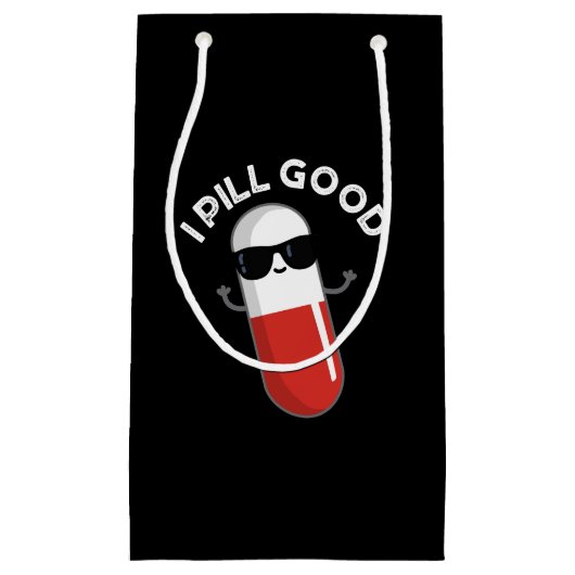 I Pill Good Funny Medicine Pun Dark BG Klein Cadeauzakje (Voorkant)