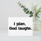 I Plan God Laughs Funny Recovery Spiritueel Quote Briefkaart (Staand voorkant)