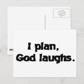 I Plan God Laughs Funny Recovery Spiritueel Quote Briefkaart (Voorkant / Achterkant)