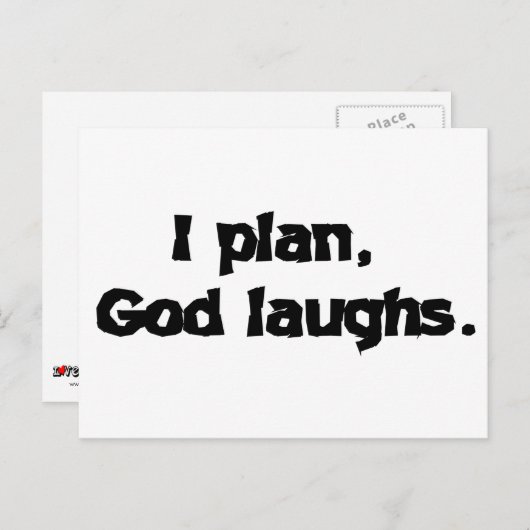 I Plan God Laughs Funny Recovery Spiritueel Quote Briefkaart (Voorkant / Achterkant)