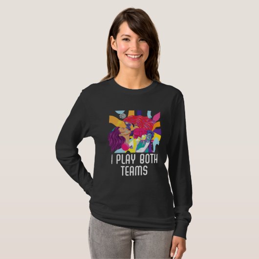 I Play Both Teams Bisexual Pride Bisexuality LGBTQ T-shirt (Voorkant volledig)