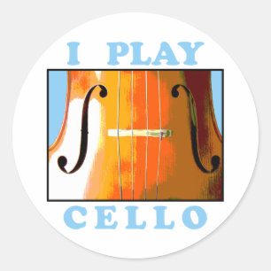 I Play Cello Ronde Sticker