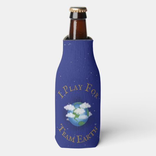 "I Play for Team Earth" Aangepast algemeen bewustz Flesjeskoeler (Fles Voorkant)