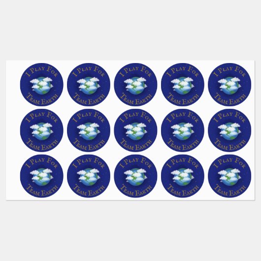 "I Play for Team Earth" Message of Unity Labels (Vel)