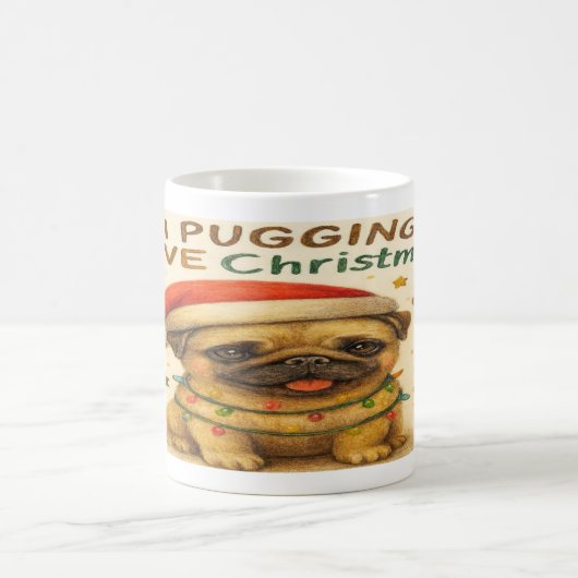 “I Plugging Love Christmas” Cute Christmas Pug Mug Koffiemok (Center)