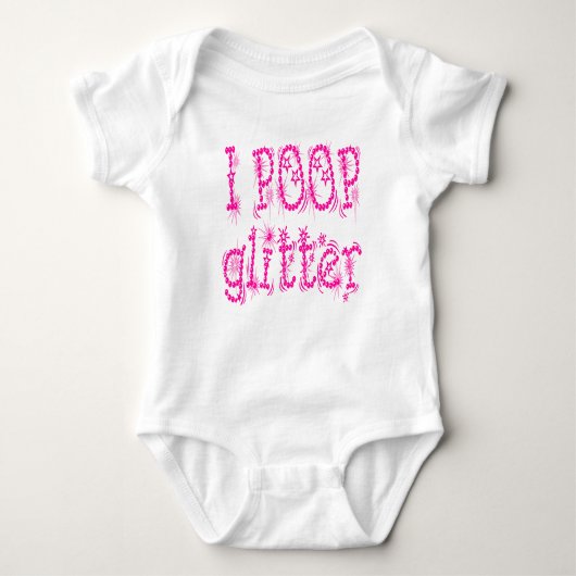 I Poop Glitter Pink Baby One Piece Romper (Voorkant)