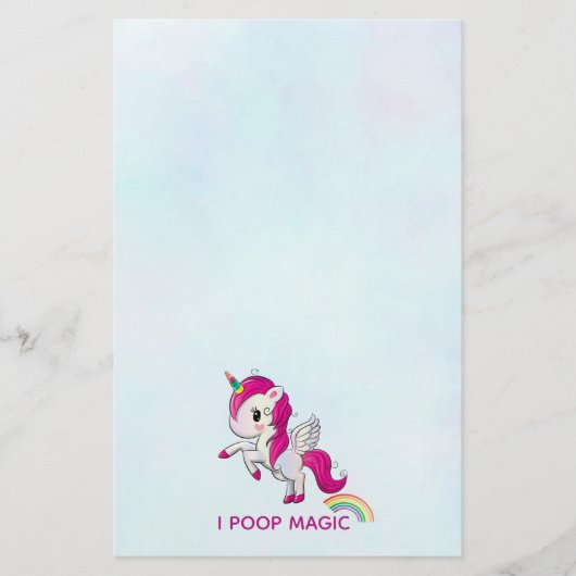 I Poop Magic Funny Unicorn Gezegde Briefpapier (Voorkant)